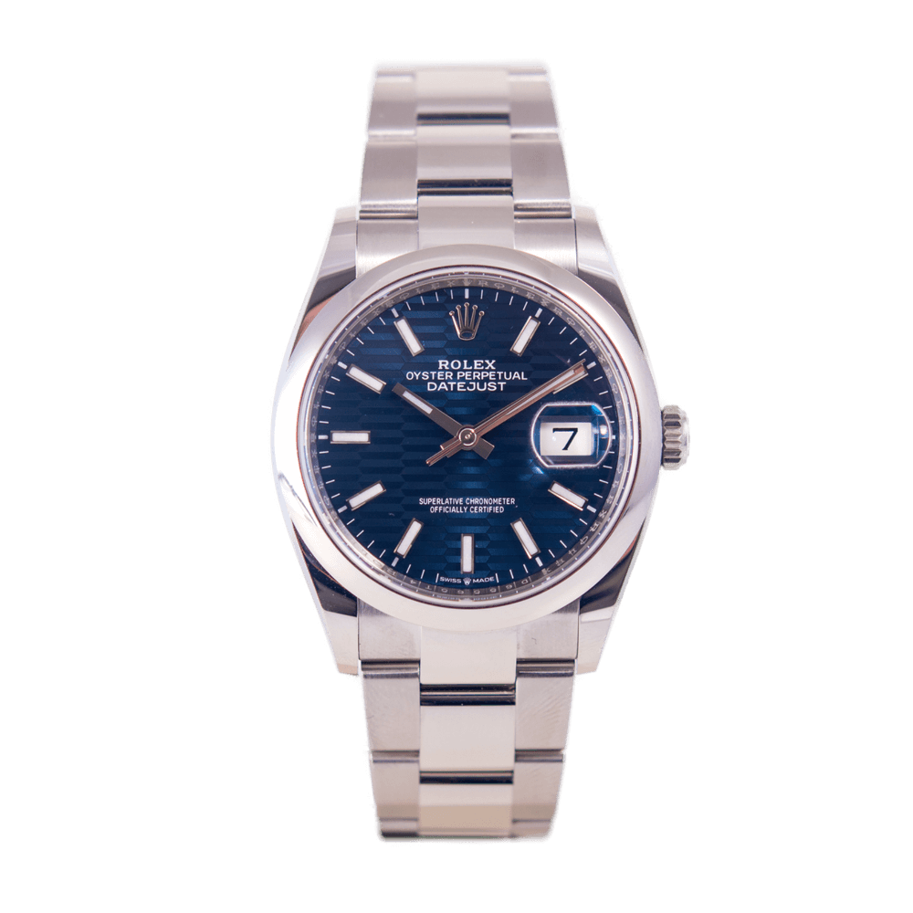 Rolex Oyster Perpetual Datejust 36 in Edelstahl mit Automatikwerk.