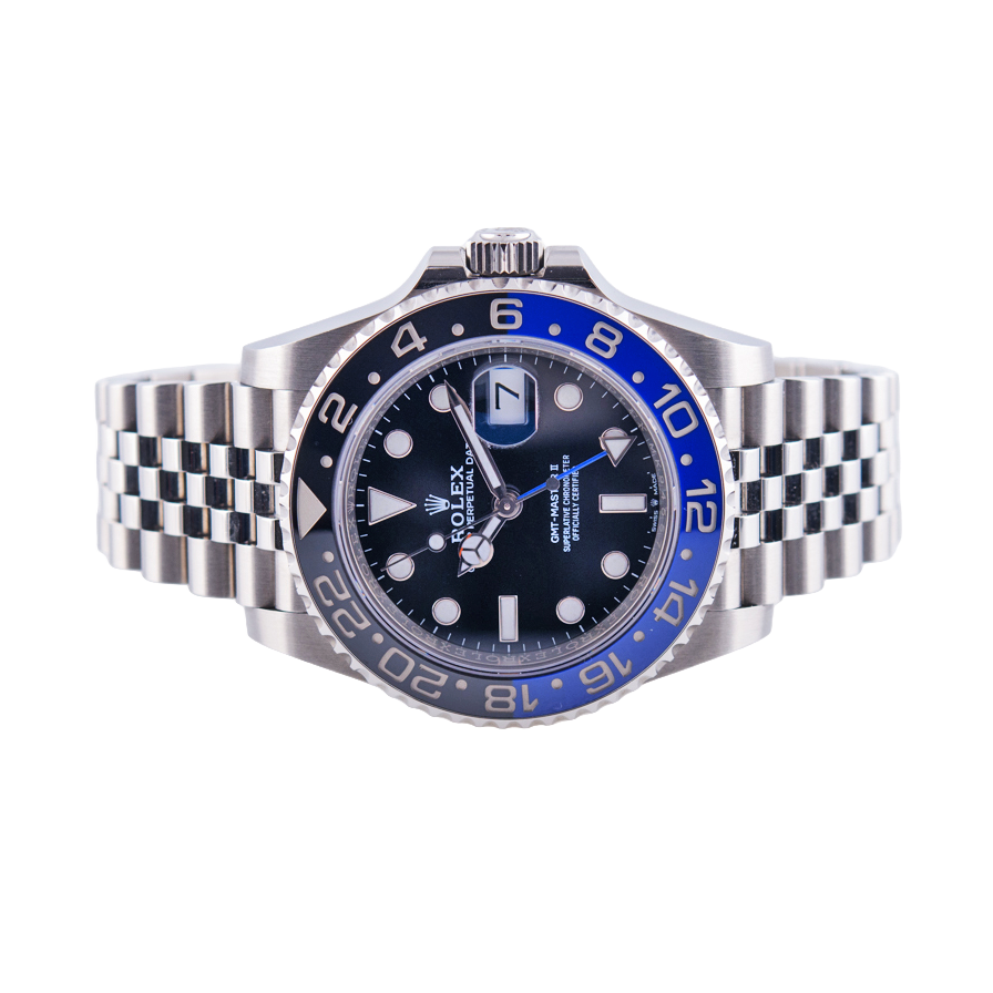 Rolex Oyster Perpetual GMT-Master 2 "Batman" Armbanduhr
in Edelstahl mit Automatikwerk.
Keramik Lünette blau-schwarz.