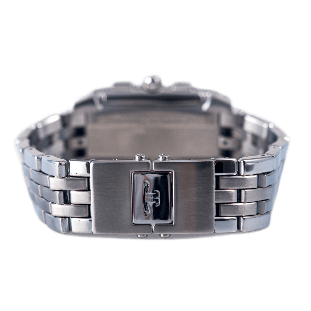 Jaeger LeCoultre Reverso Gran'Sport Chronograph Armbanduhr in Edelstahl mit Automatikwerk.
