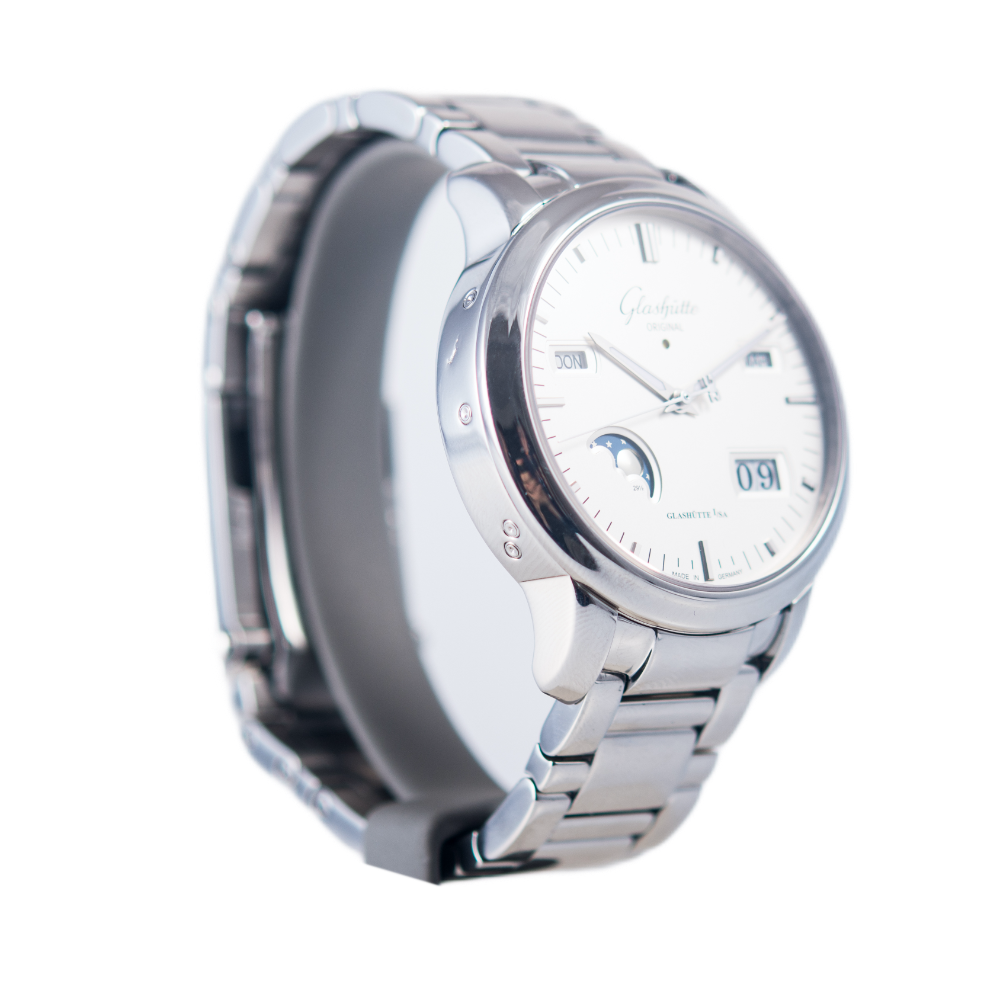 Glashütte Original Senator "Ewiger Kalender" Herrenuhr in Edelstahl mit Automatikwerk, Cal. GUB 100.