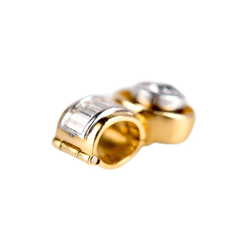 Anhänger an Klappöse in 750 Gelbgold/Weißgold mit einem Altschliff Diamanten