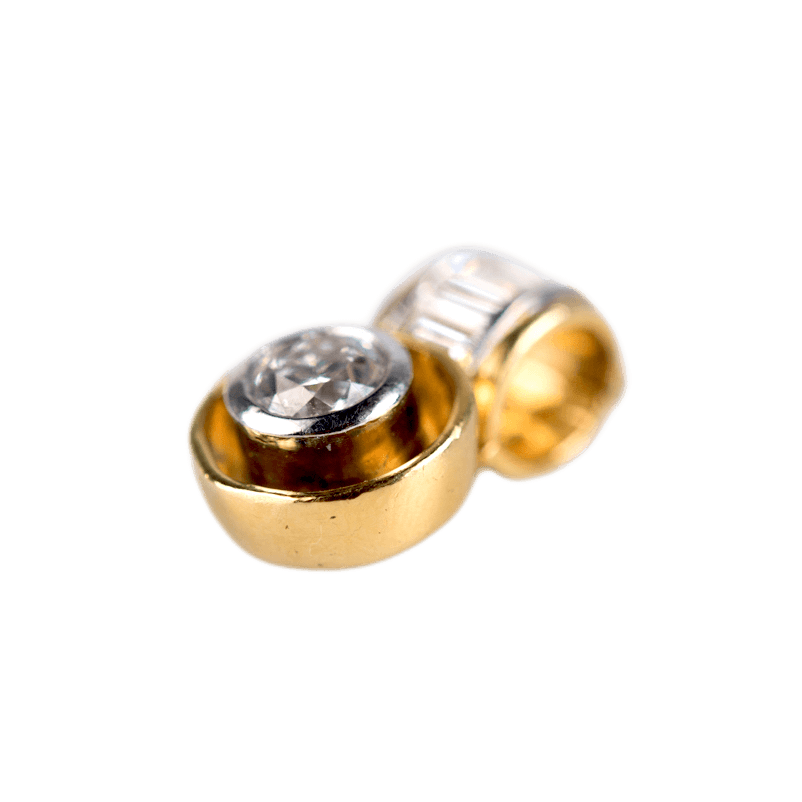 Anhänger an Klappöse in 750 Gelbgold/Weißgold mit einem Altschliff Diamanten