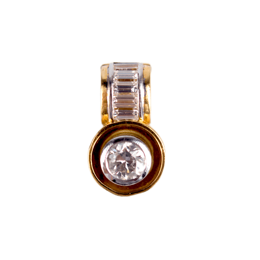 Anhänger an Klappöse in 750 Gelbgold/Weißgold mit einem Altschliff Diamanten
