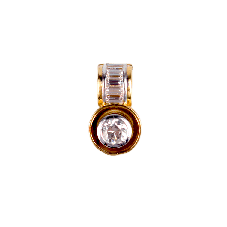 Anhänger an Klappöse in 750 Gelbgold/Weißgold mit einem Altschliff Diamanten