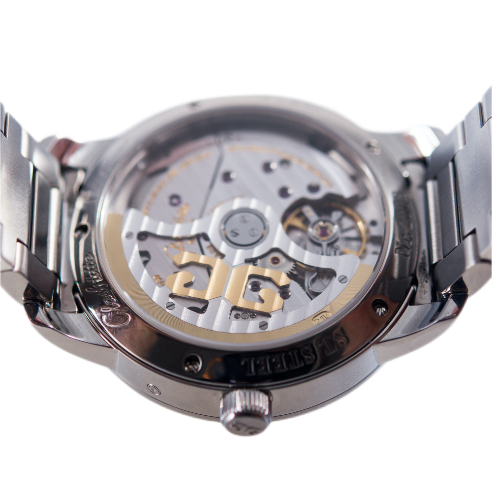 Glashütte Original Senator "Ewiger Kalender" Herrenuhr in Edelstahl mit Automatikwerk, Cal. GUB 100.