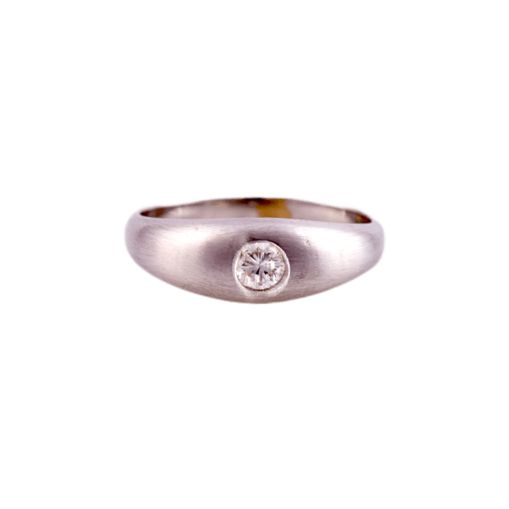Bandring in 585 Weißgold mattiert mit einem Brillant