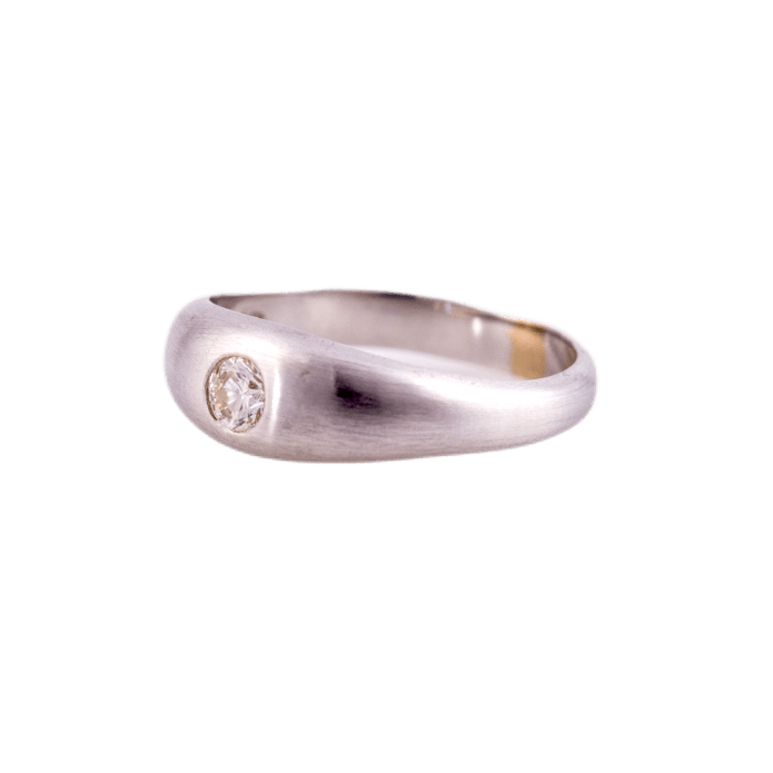 Bandring in 585 Weißgold mattiert mit einem Brillant
