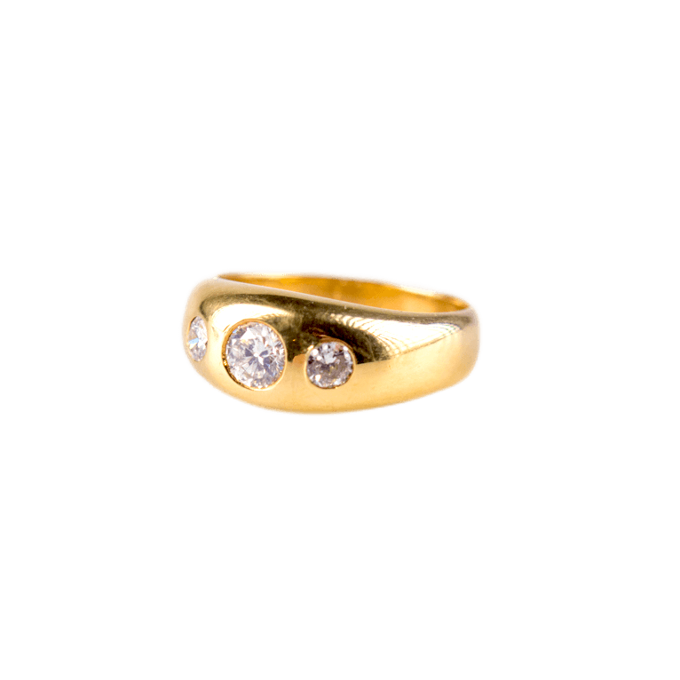 Bandring in 750 Gelbgold mit drei Brillanten