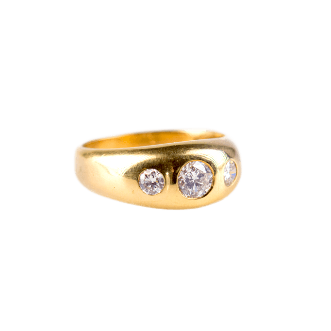 Bandring in 750 Gelbgold mit drei Brillanten