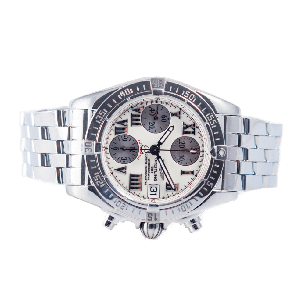 Breitling Chrono Cockpit Herrenuhr in Edelstahl mit Automatikwerk.