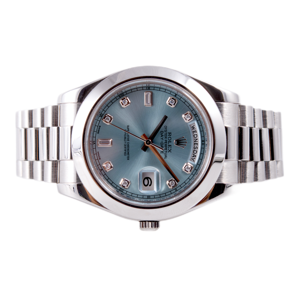 Rolex Day-Date II Herrenuhr in 950 Platin mit Automatikwerk.