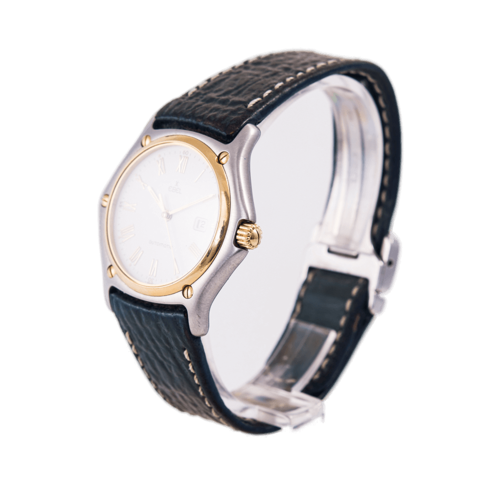 Ebel 1911 Armbanduhr in Edelstahl mit Lünette in Gold und Automatikwerk.