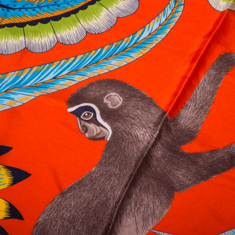 Hermès Seidentuch Carré Géant 140 "The Savana Dance" orange, vermillon