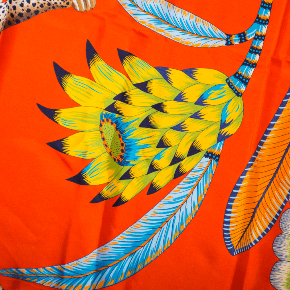 Hermès Seidentuch Carré Géant 140 "The Savana Dance" orange, vermillon