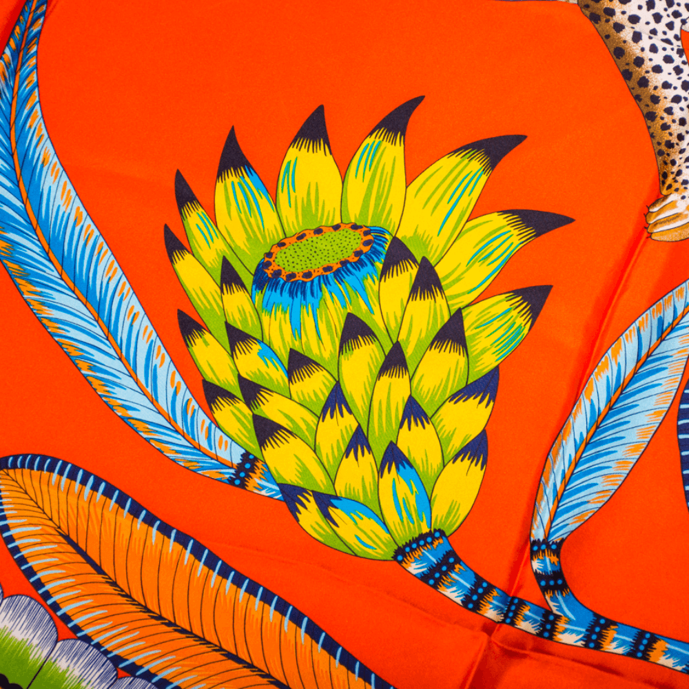 Hermès Seidentuch Carré Géant 140 "The Savana Dance" orange, vermillon