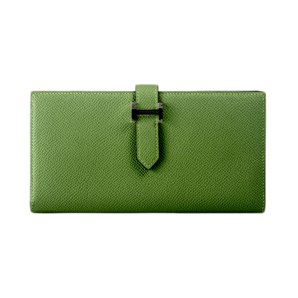 Hermès Portefeuille Béarn Soufflet Verso aus Epsom Kalbsleder in der Farbe Vert Criquet
