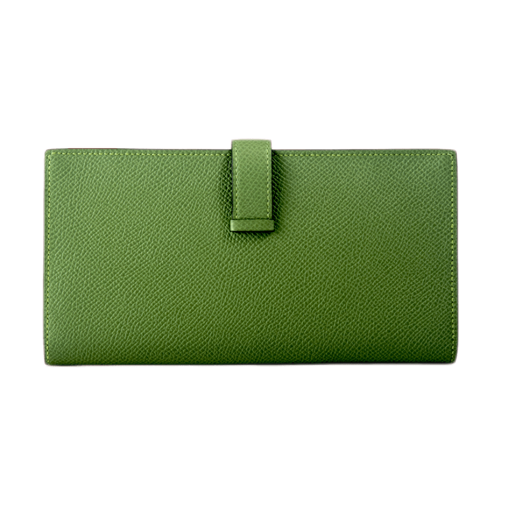 Hermès Portefeuille Béarn Soufflet Verso aus Epsom Kalbsleder in der Farbe Vert Criquet