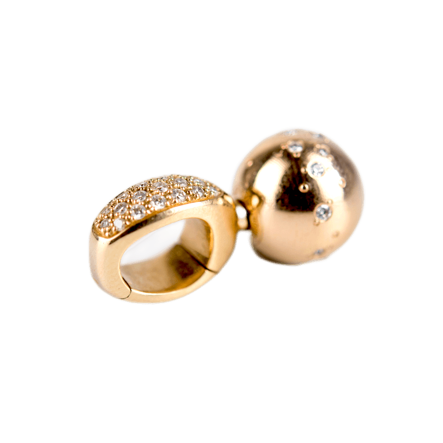 Jörg Heinz Set aus Öse und Kugel in 750 Gelbgold mit 36 Brillanten