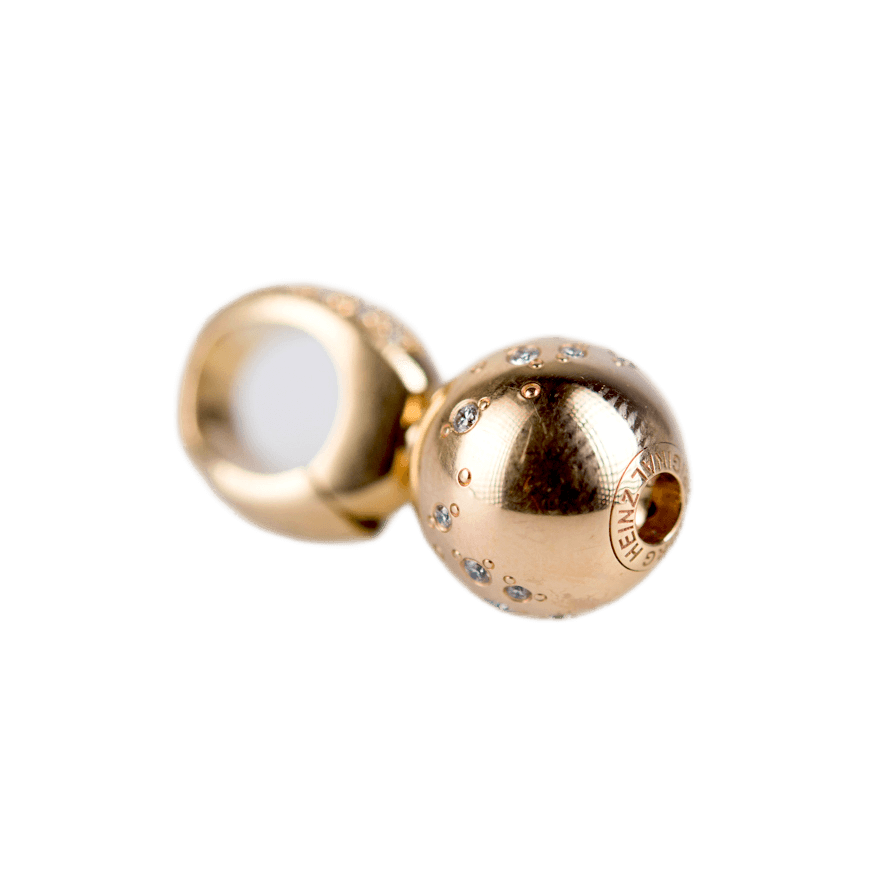 Jörg Heinz Set aus Öse und Kugel in 750 Gelbgold mit 36 Brillanten