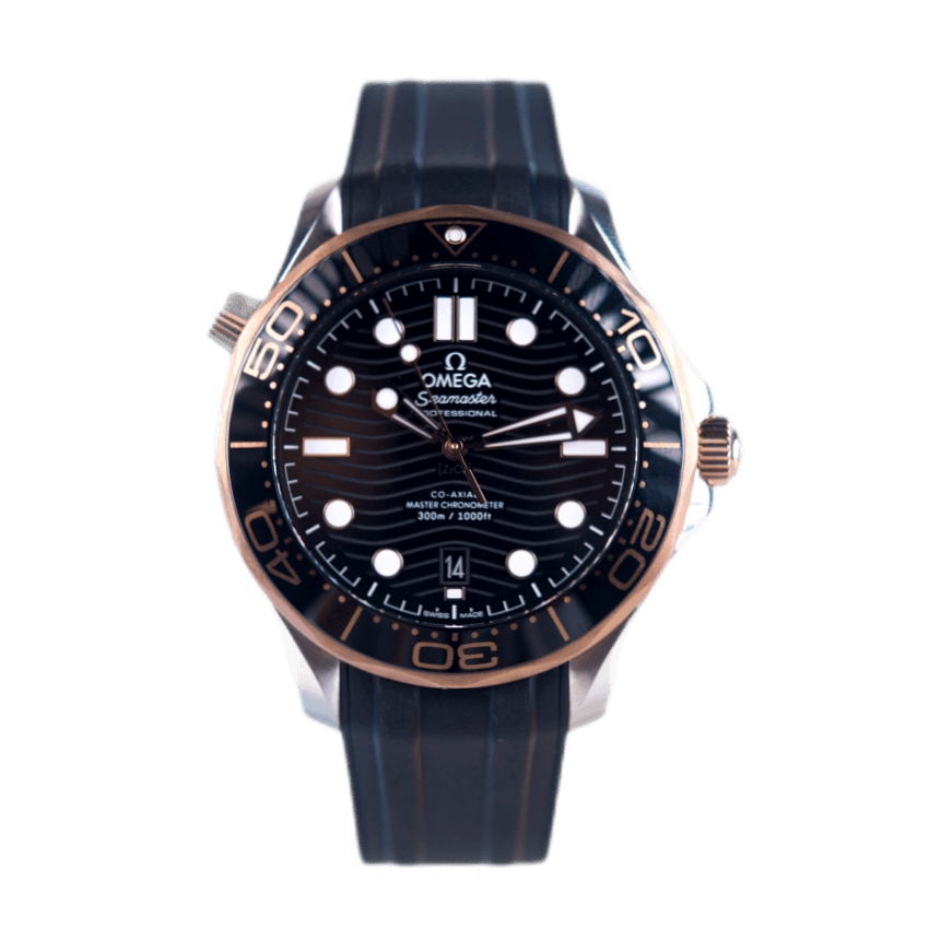 Omega Seamaster Diver 300m Co-Axial Master Chronometer Armbanduhr in Edelstahl und Gold mit Automatikwerk