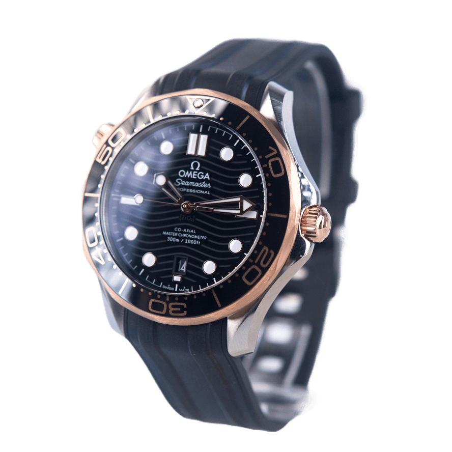 Omega Seamaster Diver 300m Co-Axial Master Chronometer Armbanduhr in Edelstahl und Gold mit Automatikwerk