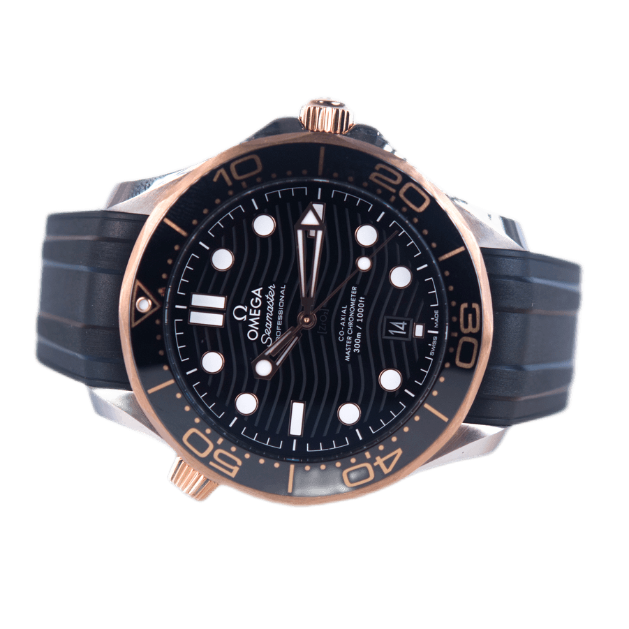 Omega Seamaster Diver 300m Co-Axial Master Chronometer Armbanduhr in Edelstahl und Gold mit Automatikwerk