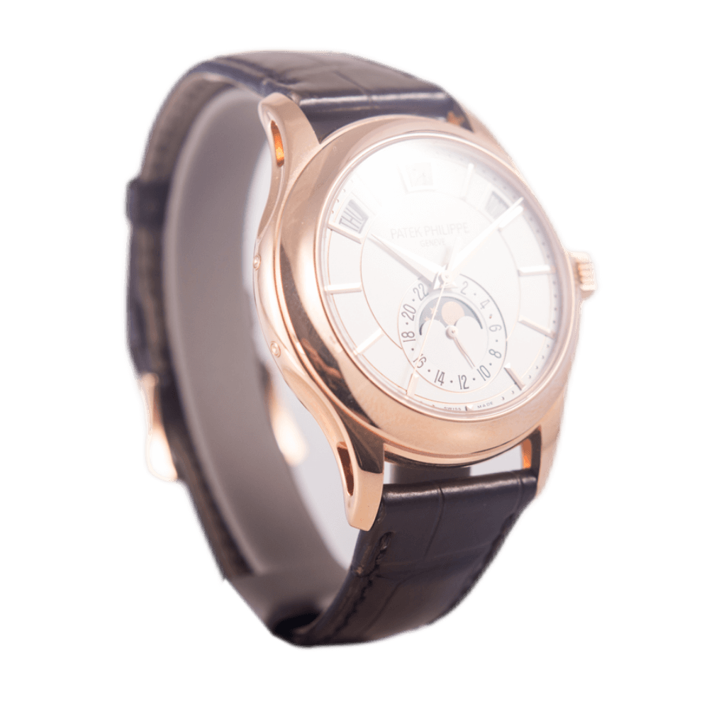 Patek Philippe Complications Jahreskalender Armbanduhr mit Mondphase in 750 Rosegold mit Automatikwerk.