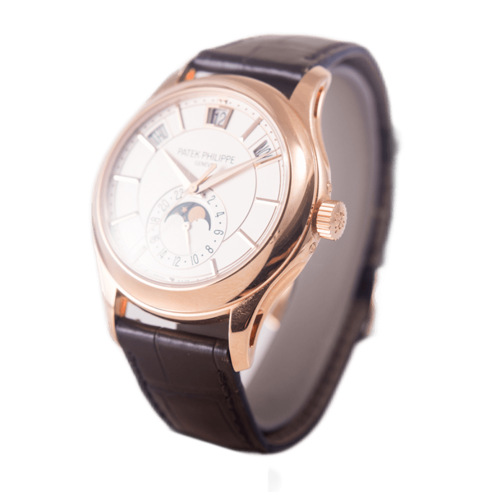 Patek Philippe Complications Jahreskalender Armbanduhr mit Mondphase in 750 Rosegold mit Automatikwerk.
