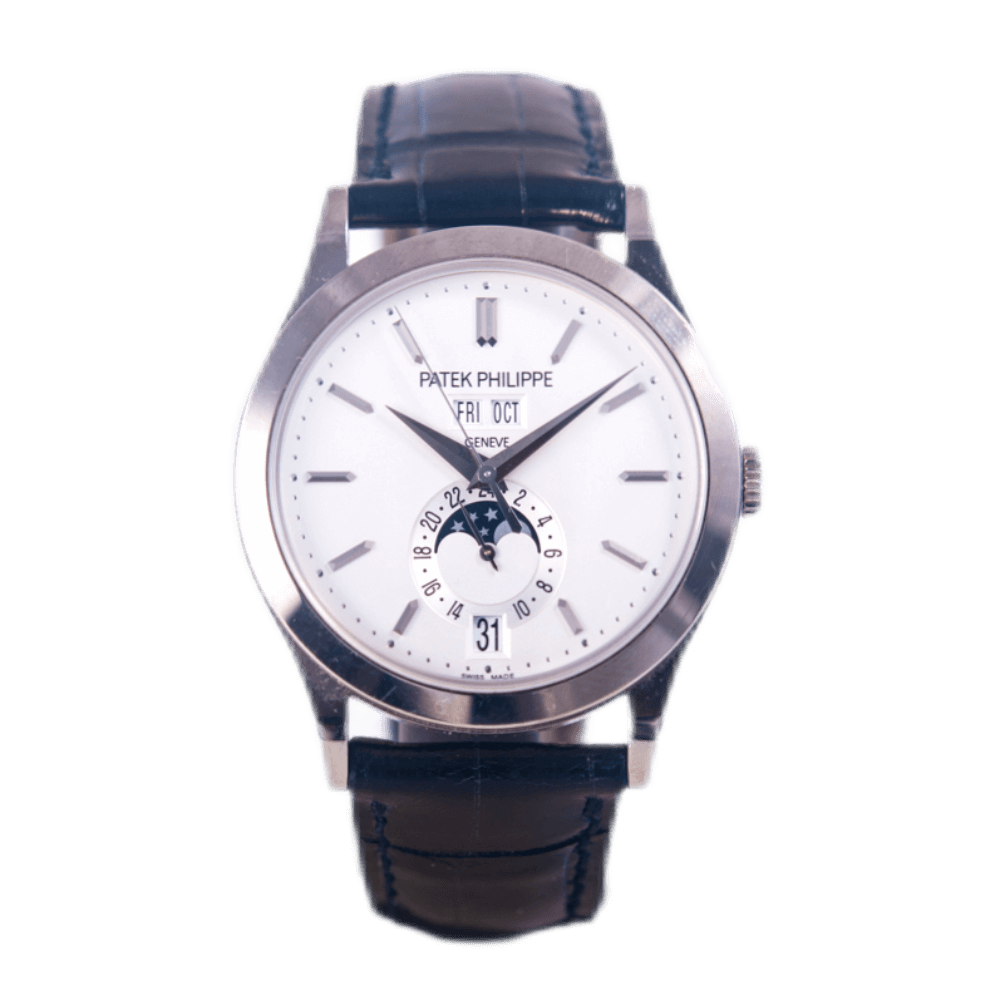 Patek Philippe Calatrava Armbanduhr Jahreskalender mit Mondphase in 750 Weißgold