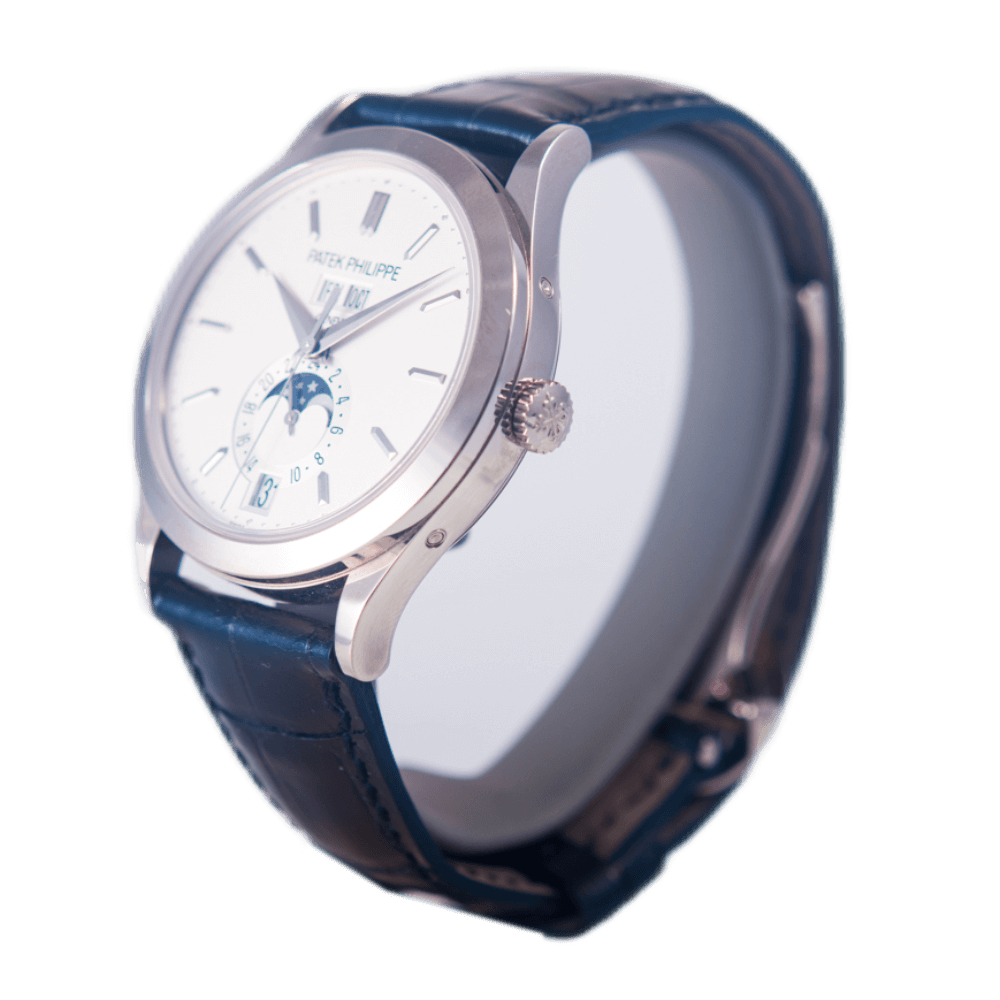 Patek Philippe Calatrava Armbanduhr Jahreskalender mit Mondphase in 750 Weißgold