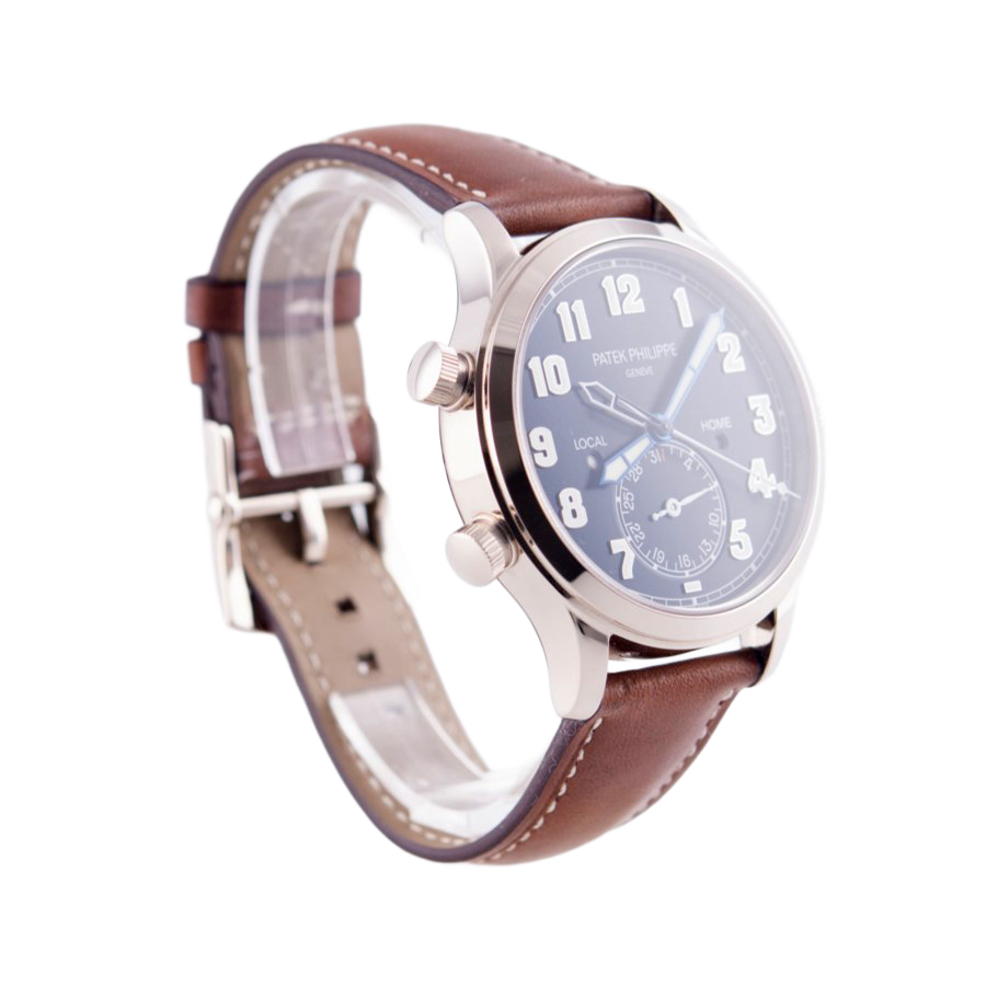 Patek Philippe Pilot Travel Time Armbanduhr
in 750 Weißgold mit Automatikwerk