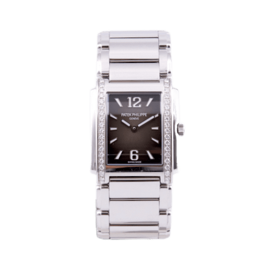 Patek Philippe Twenty-4 Damenuhr in Edelstahl mit Quarzwerk.