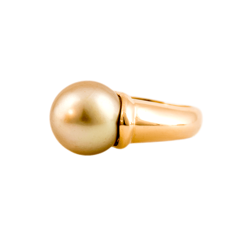 Ring in 750 Gelbgold mit einer Südseeperle in der Farbe Gold