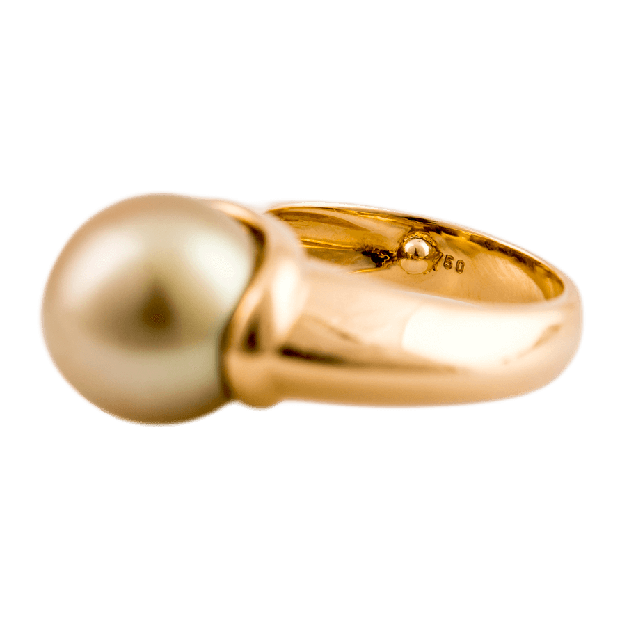 Ring in 750 Gelbgold mit einer Südseeperle in der Farbe Gold