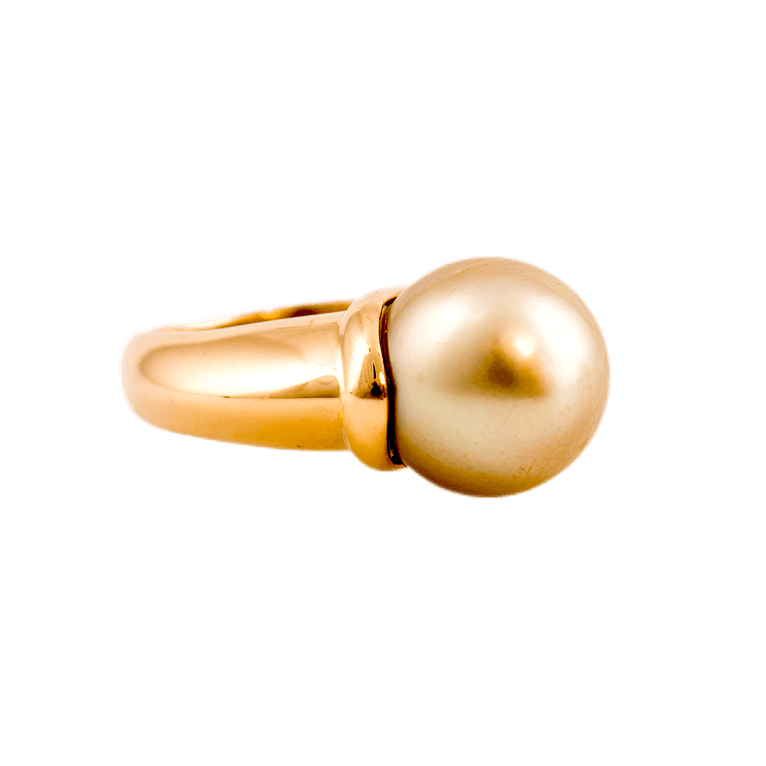 Ring in 750 Gelbgold mit einer Südseeperle in der Farbe Gold