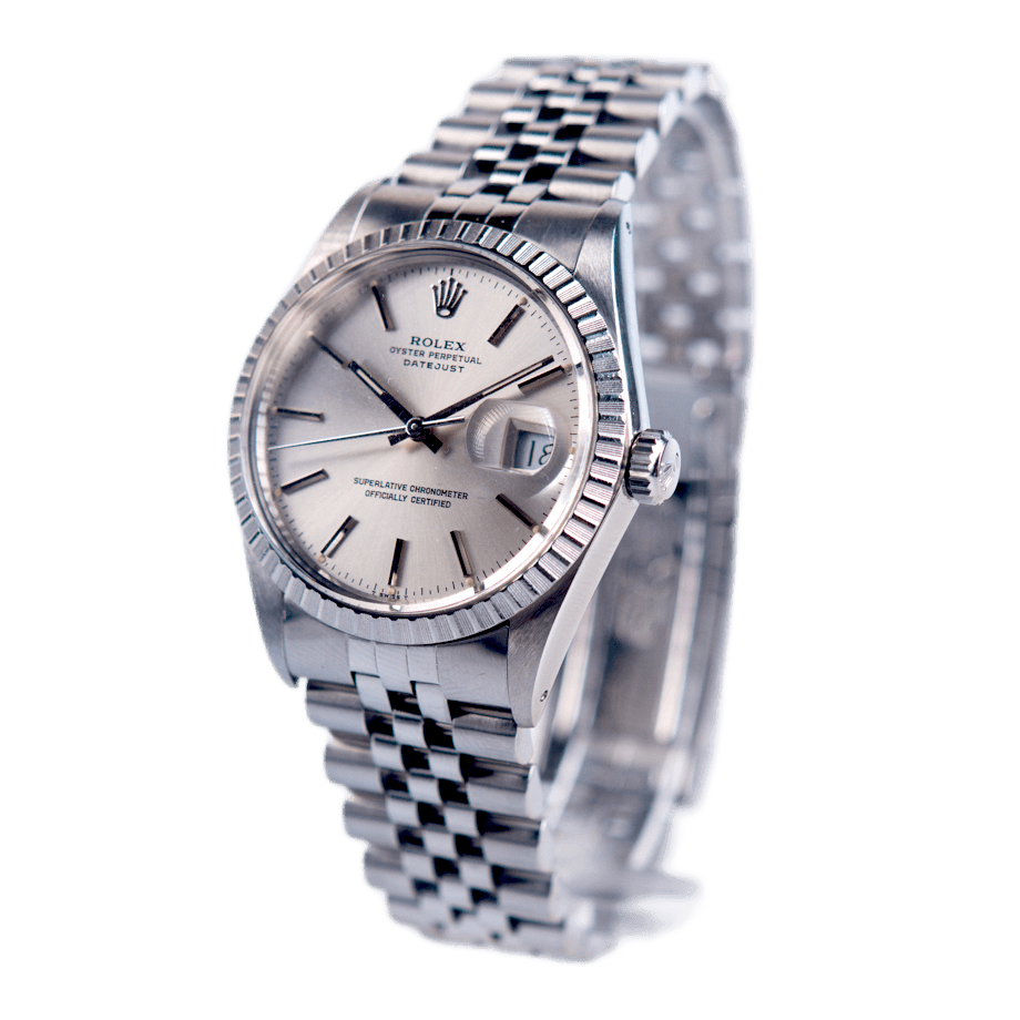 Rolex Vintage Datejust 36 in Edelstahl mit Automatikwerk. Zifferblatt silber-index