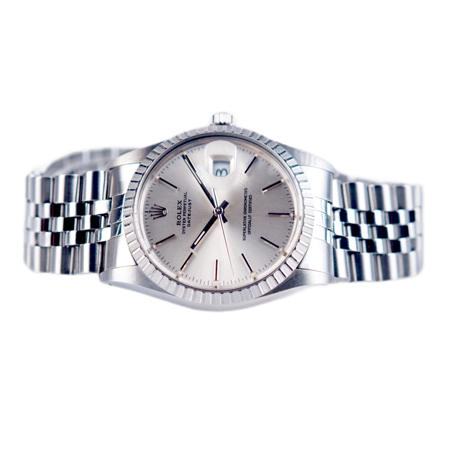 Rolex Vintage Datejust 36 in Edelstahl mit Automatikwerk. Zifferblatt silber-index