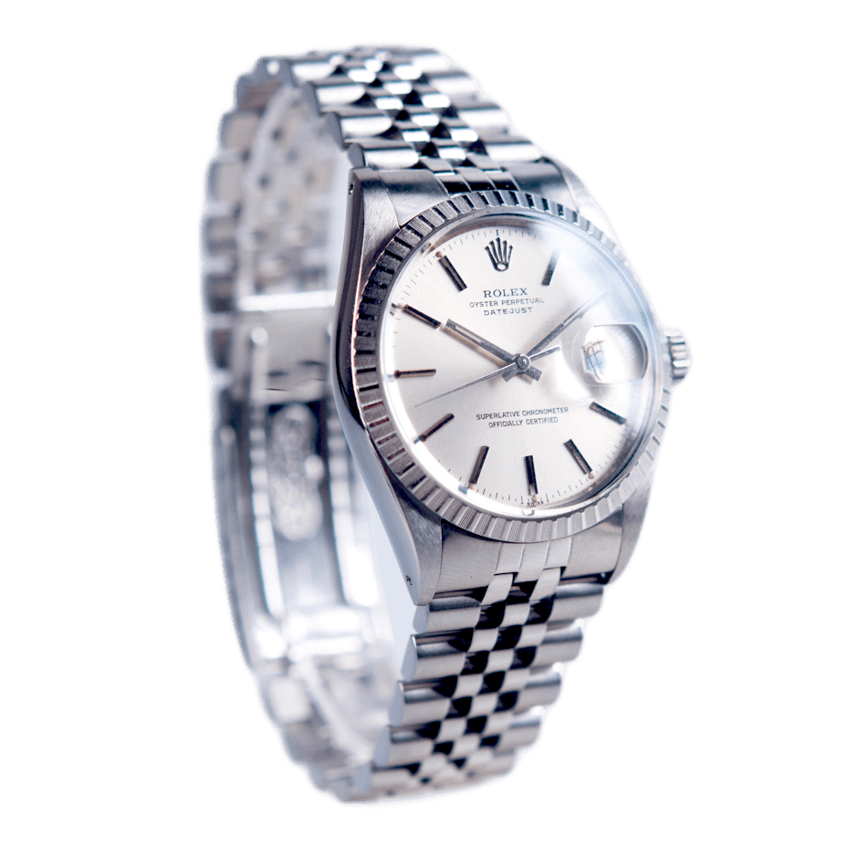 Rolex Vintage Datejust 36 in Edelstahl mit Automatikwerk. Zifferblatt silber-index