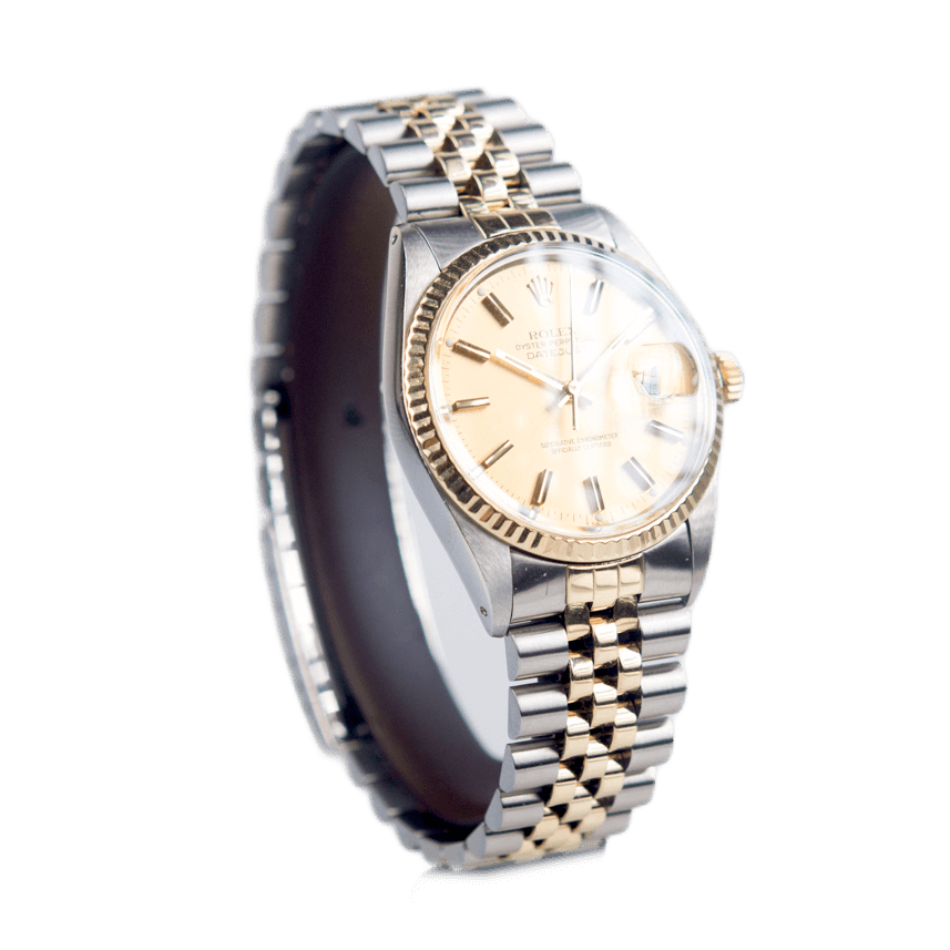 Rolex Vintage Datejust 36 in Edelstahl und Gold mit Automatikwerk. Zifferblatt Champagner-Index