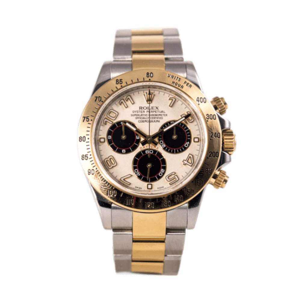 Rolex Oyster Perpetual Daytona Cosmograph in Edelstahl und Gold mit Automatikwerk.