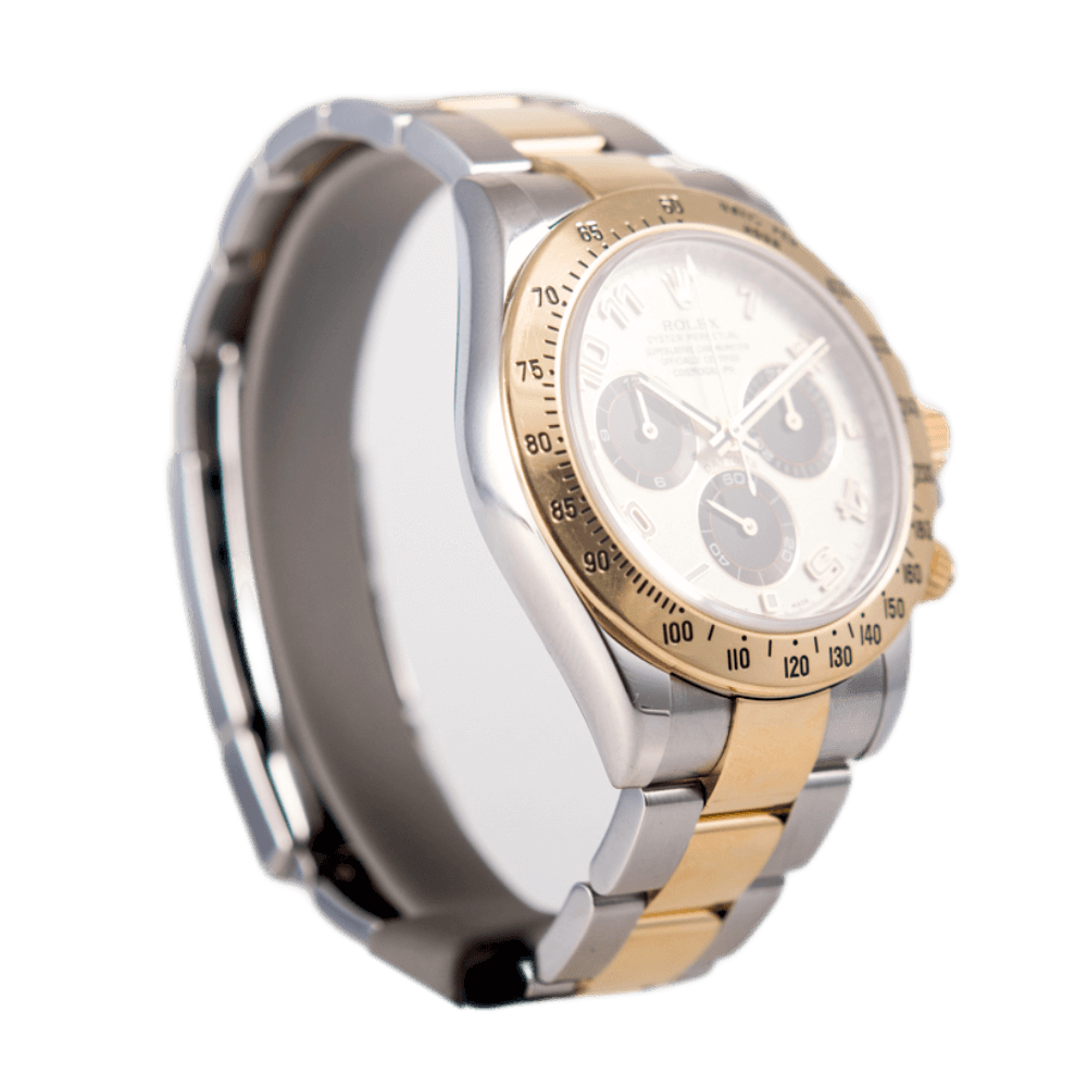 Rolex Oyster Perpetual Daytona Cosmograph in Edelstahl und Gold mit Automatikwerk.