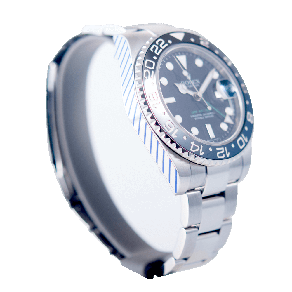Rolex GMT-Master II Armbanduhr in Edelstahl mit Automatikwerk.