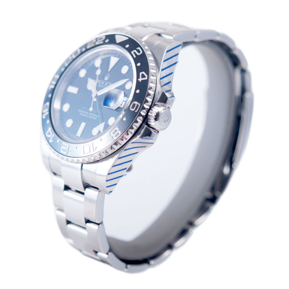 Rolex GMT-Master II Armbanduhr in Edelstahl mit Automatikwerk.