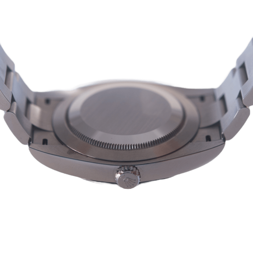 Rolex Oyster Perpetual 41 in Edelstahl mit Automatikwerk. Zifferblatt grün-ind