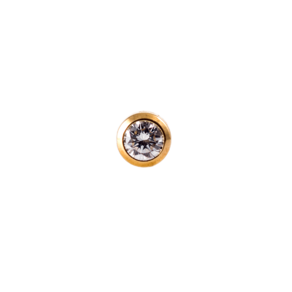 Stick-Pin / Reversnadel in 750 Gelbgold, Brillant ca. 0,10ct TW/SI.
