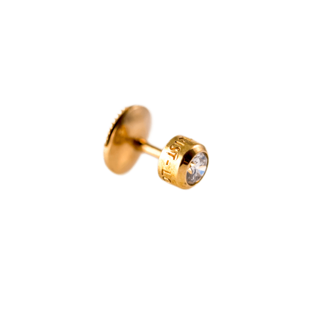 Stick-Pin / Reversnadel in 750 Gelbgold, Brillant ca. 0,10ct TW/SI.