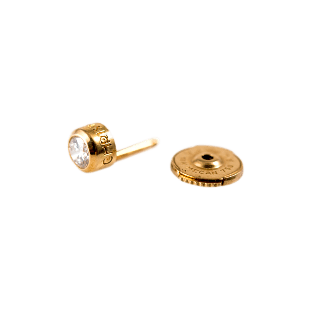 Stick-Pin / Reversnadel in 750 Gelbgold, Brillant ca. 0,10ct TW/SI.