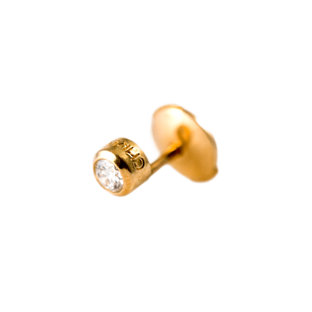 Stick-Pin / Reversnadel in 750 Gelbgold, Brillant ca. 0,10ct TW/SI.