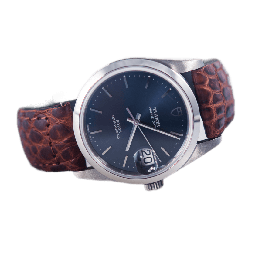 Tudor Prince Date Armbanduhr in Edelstahl mit Automatikwerk. Zifferblatt blau-index