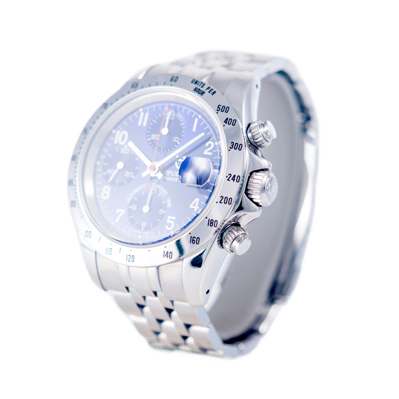 Tudor Prince Date Chronograph Armbanduhr in Edelstahl mit Automatikwerk.